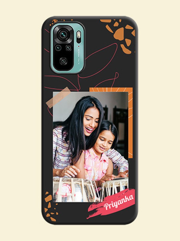 Orange Photo Frame on Space Black Custom Soft Matte Phone Back Cover - Redmi Note 10