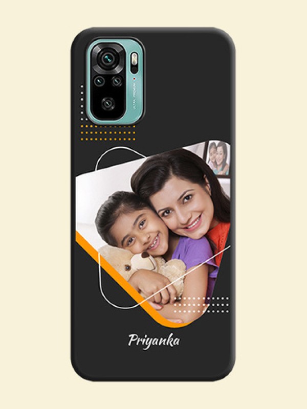 Yellow Triangle on Photo on Space Black Soft Matte Phone Cover - Redmi Note 10