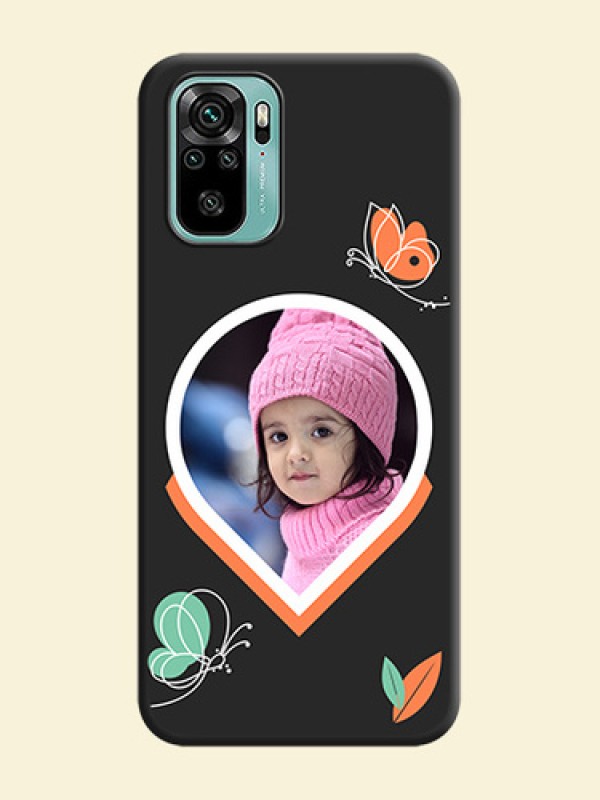 Upload Pic With Simple Butterly Design On Space Black Personalized Soft Matte Phone Covers -Xiaomi Redmi Note 10