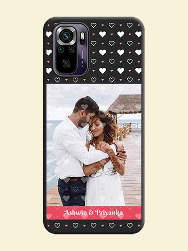 White Color Love Symbols with Text Design on Photo on Space Black Soft Matte Phone Cover - Redmi Note 10s