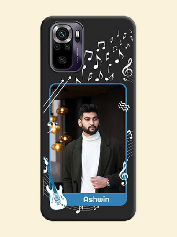 Musical Theme Design with Text on Photo on Space Black Soft Matte Mobile Case - Redmi Note 10s