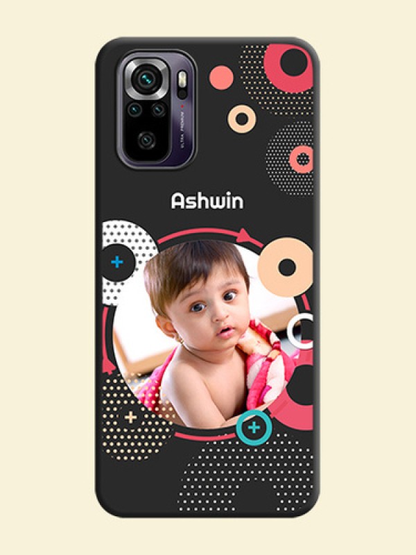 Multicoloured Round Image on Personalised Space Black Soft Matte Cases - Redmi Note 10s