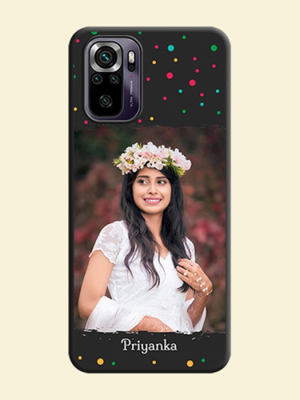 Multicolor Dotted Pattern with Text on Space Black Custom Soft Matte Phone Back Cover - Redmi Note 10s