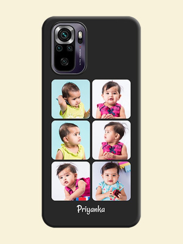 Floral Art with 6 Image Holder on Photo on Space Black Soft Matte Mobile Case - Redmi Note 10s