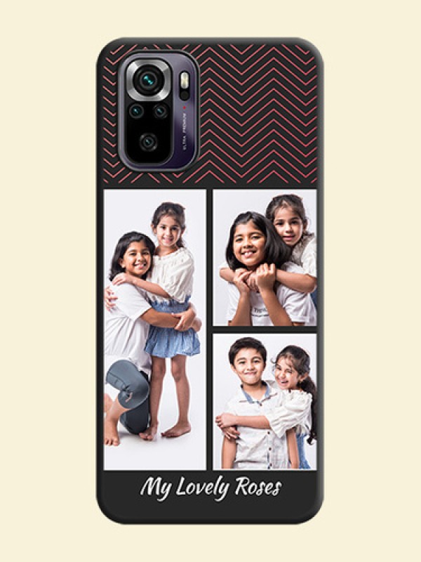 Wave Pattern with 3 Image Holder on Space Black Custom Soft Matte Back Cover - Redmi Note 10s