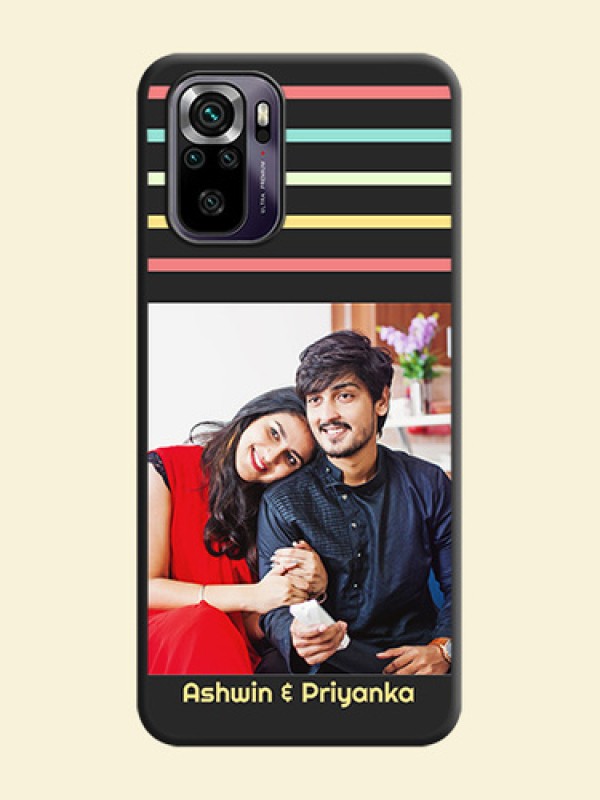 Color Stripes with Photo and Text on Photo on Space Black Soft Matte Mobile Case - Redmi Note 10s