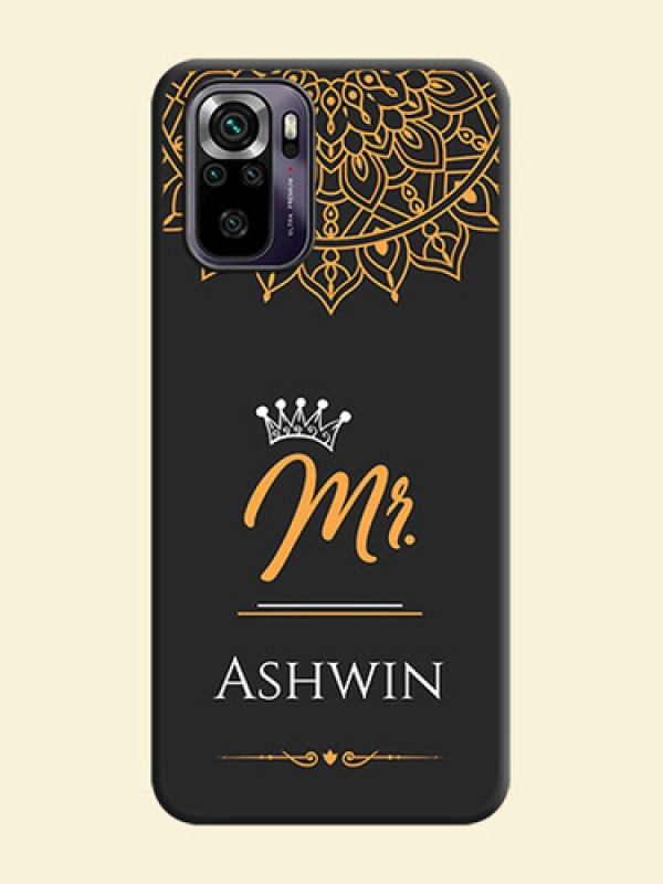 Mr Name with Floral Design  on Personalised Space Black Soft Matte Cases - Redmi Note 10s