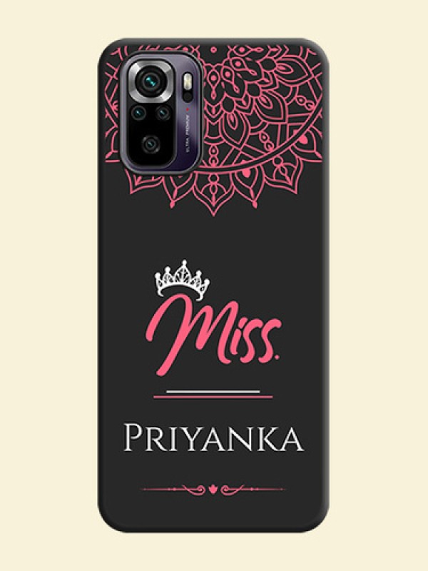 Mrs Name with Floral Design on Space Black Personalized Soft Matte Phone Covers - Redmi Note 10s
