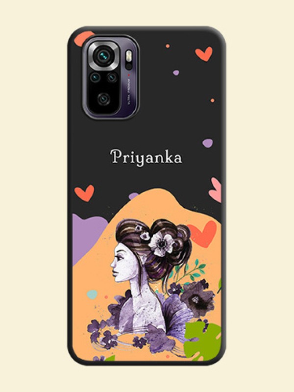 Namecase For Her With Fancy Lady Image On Space Black Personalized Soft Matte Phone Covers -Xiaomi Redmi Note 10S