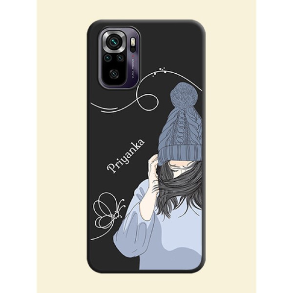 Girl With Blue Winter Outfiit Custom Text Design On Space Black Personalized Soft Matte Phone Covers -Xiaomi Redmi Note 10S Girl With Blue Winter Outfiit Custom Text Design On Space Black Personalized Soft Matte Phone Covers -Xiaomi Redmi Note 10S