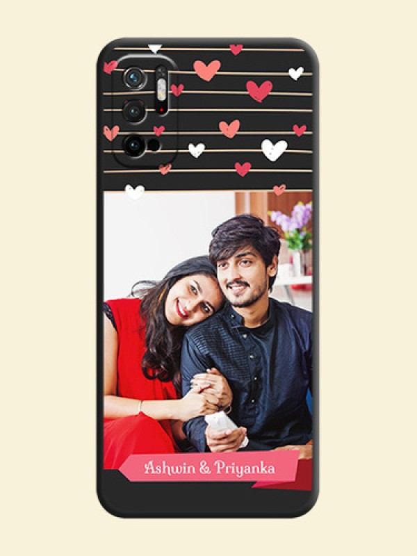 Love Pattern with Name on Pink Ribbon  on Photo on Space Black Soft Matte Back Cover - Redmi Note 10T 5G