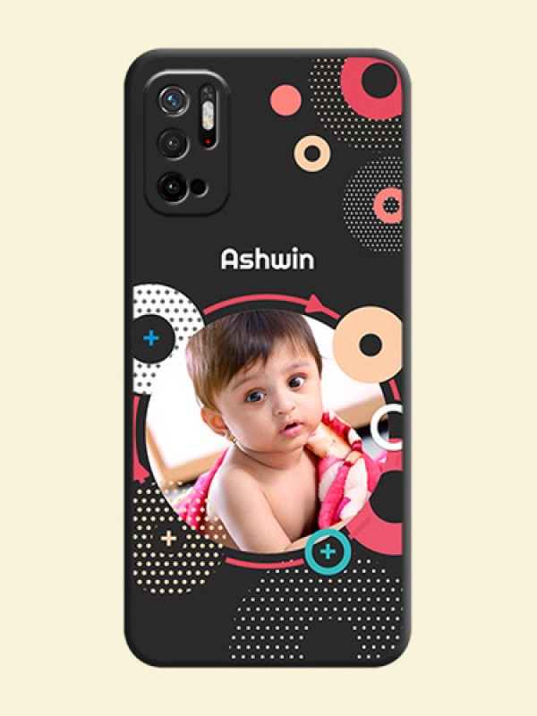 Multicoloured Round Image on Personalised Space Black Soft Matte Cases - Redmi Note 10T 5G