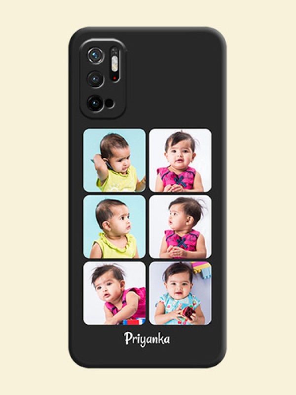 Floral Art with 6 Image Holder on Photo on Space Black Soft Matte Mobile Case - Redmi Note 10T 5G