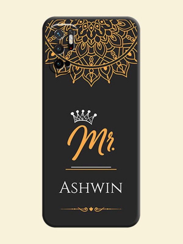 Mr Name with Floral Design  on Personalised Space Black Soft Matte Cases - Redmi Note 10T 5G