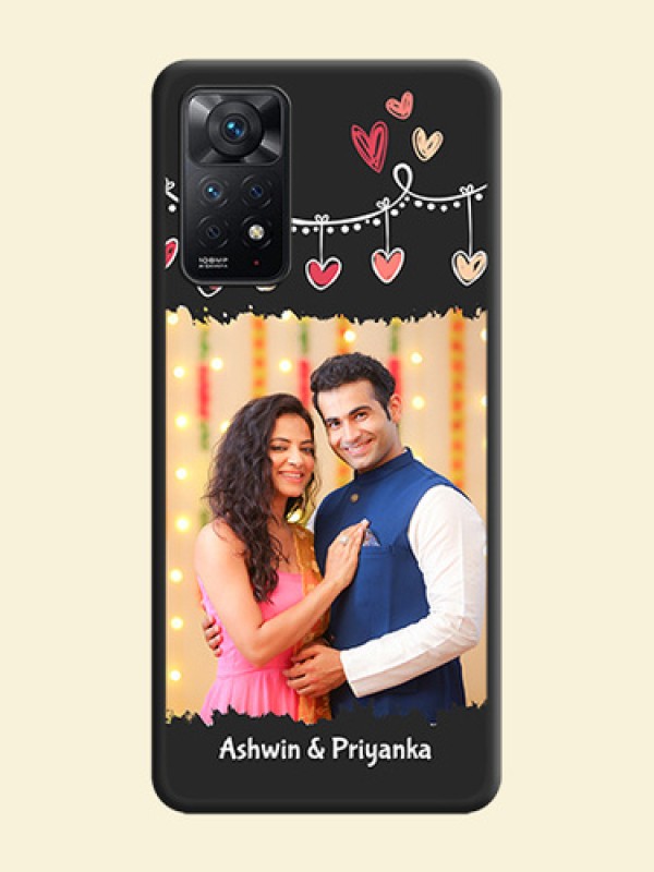 Pink Love Hangings with Name on Space Black Custom Soft Matte Phone Cases - Redmi Note 11 Pro 5G