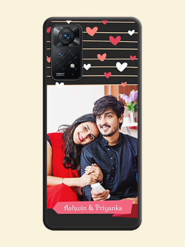 Love Pattern with Name on Pink Ribbon  on Photo on Space Black Soft Matte Back Cover - Redmi Note 11 Pro 5G