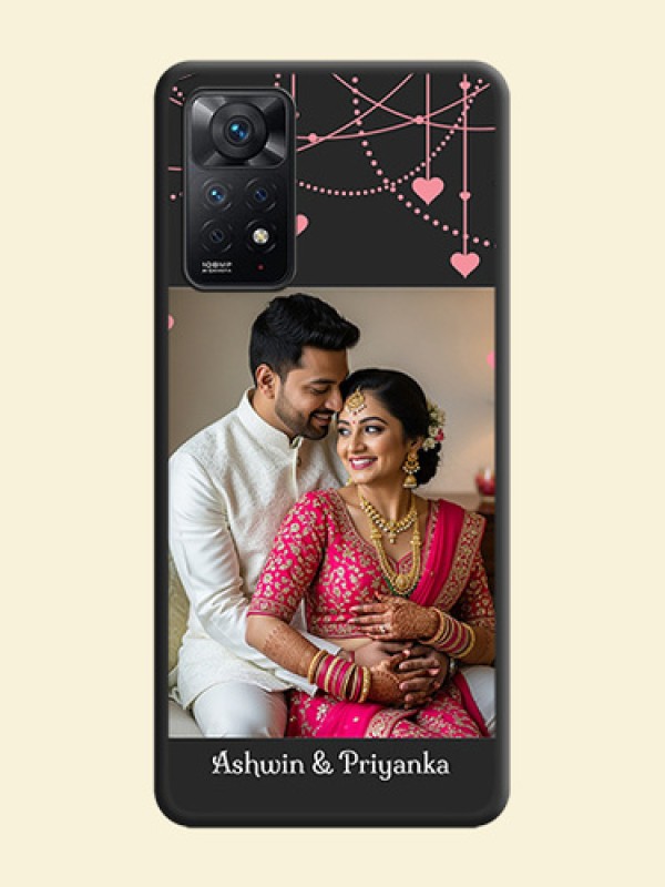 Pink Love Hangings with Text on Space Black Custom Soft Matte Back Cover - Redmi Note 11 Pro 5G