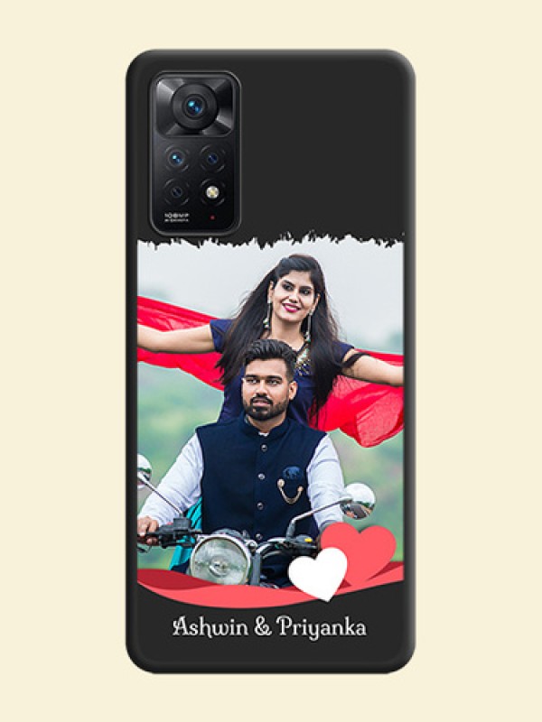 Pin Color Love Shaped Ribbon Design with Text on Space Black Custom Soft Matte Phone Back Cover - Redmi Note 11 Pro 5G