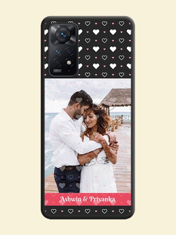White Color Love Symbols with Text Design on Photo on Space Black Soft Matte Phone Cover - Redmi Note 11 Pro 5G