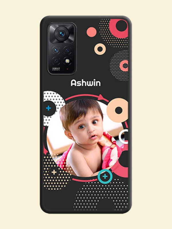 Multicoloured Round Image on Personalised Space Black Soft Matte Cases - Redmi Note 11 Pro 5G