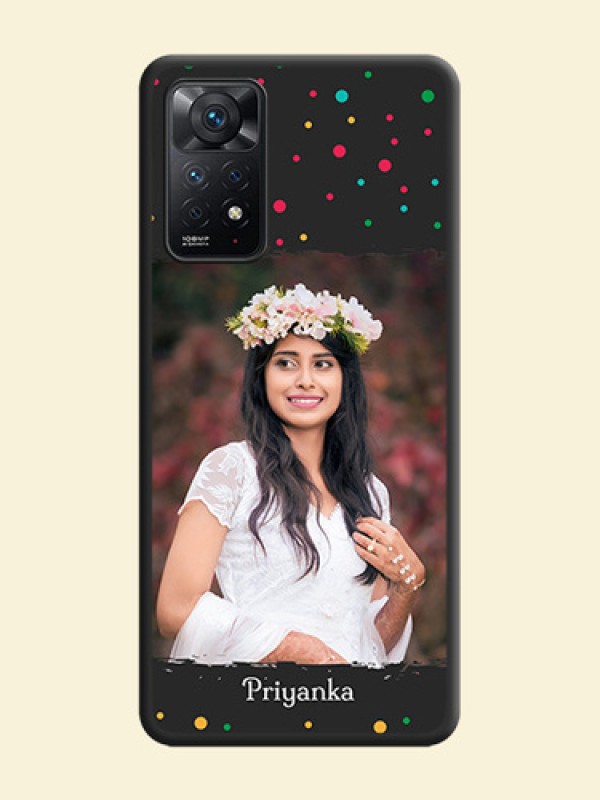 Multicolor Dotted Pattern with Text on Space Black Custom Soft Matte Phone Back Cover - Redmi Note 11 Pro 5G