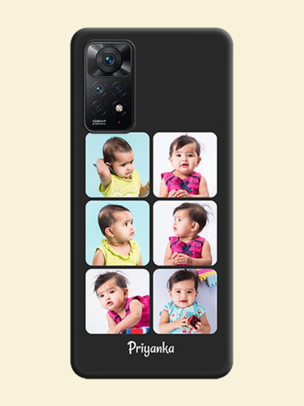 Floral Art with 6 Image Holder on Photo on Space Black Soft Matte Mobile Case - Redmi Note 11 Pro 5G