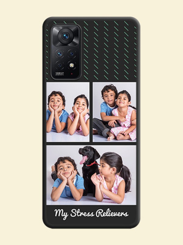 Cross Dotted Pattern with 2 Image Holder  on Personalised Space Black Soft Matte Cases - Redmi Note 11 Pro 5G