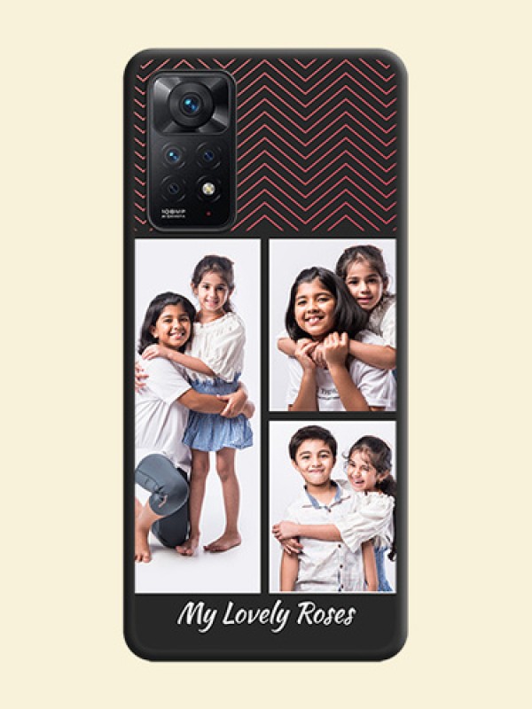 Wave Pattern with 3 Image Holder on Space Black Custom Soft Matte Back Cover - Redmi Note 11 Pro 5G
