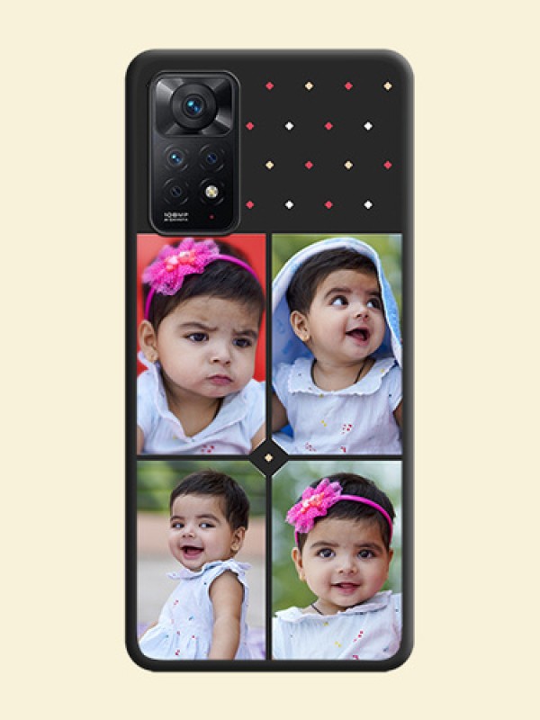 Multicolor Dotted Pattern with 4 Image Holder on Space Black Custom Soft Matte Phone Cases - Redmi Note 11 Pro 5G