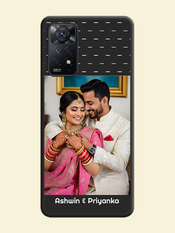 Line Pattern Design with Text on Space Black Custom Soft Matte Phone Back Cover - Redmi Note 11 Pro 5G