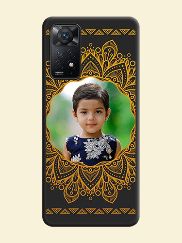 Round Image with Floral Design on Photo on Space Black Soft Matte Mobile Cover - Redmi Note 11 Pro 5G