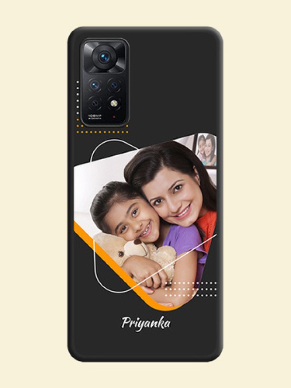 Yellow Triangle on Photo on Space Black Soft Matte Phone Cover - Redmi Note 11 Pro 5G
