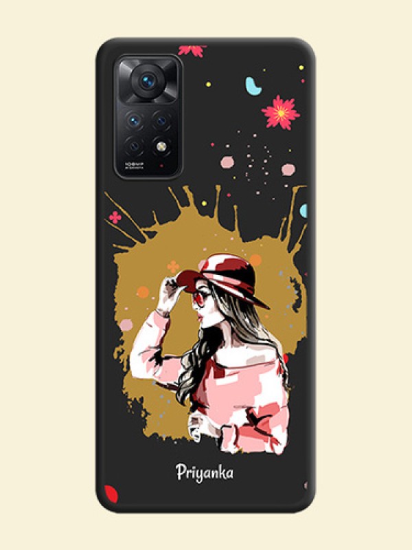 Mordern Lady With Color Splash Background With Custom Text On Space Black Personalized Soft Matte Phone Covers -Xiaomi Redmi Note 11 Pro 5G
