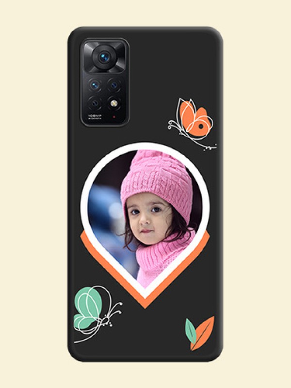 Upload Pic With Simple Butterly Design On Space Black Personalized Soft Matte Phone Covers -Xiaomi Redmi Note 11 Pro 5G