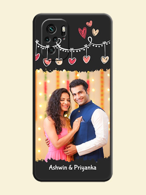 Pink Love Hangings with Name on Space Black Custom Soft Matte Phone Cases - Redmi Note 11 Se