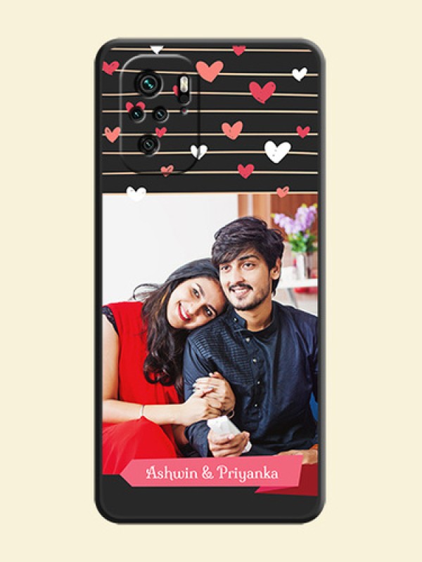 Love Pattern with Name on Pink Ribbon  on Photo on Space Black Soft Matte Back Cover - Redmi Note 11 Se