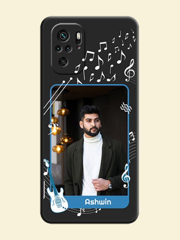 Musical Theme Design with Text on Photo on Space Black Soft Matte Mobile Case - Redmi Note 11 Se