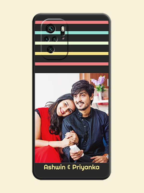 Color Stripes with Photo and Text on Photo on Space Black Soft Matte Mobile Case - Redmi Note 11 Se