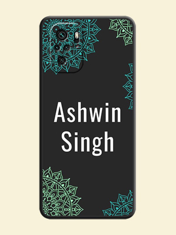 Your Name with Floral Design on Space Black Custom Soft Matte Back Cover - Redmi Note 11 Se