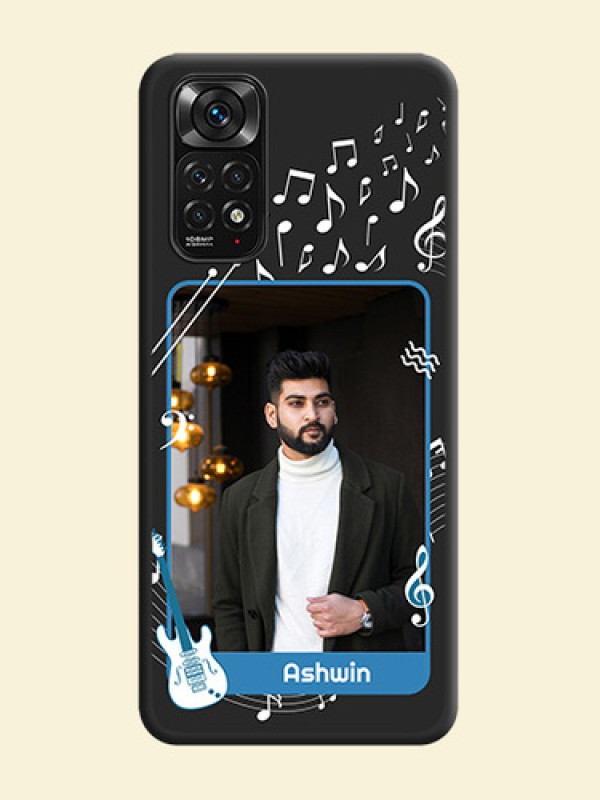 Musical Theme Design with Text on Photo on Space Black Soft Matte Mobile Case - Redmi Note 11
