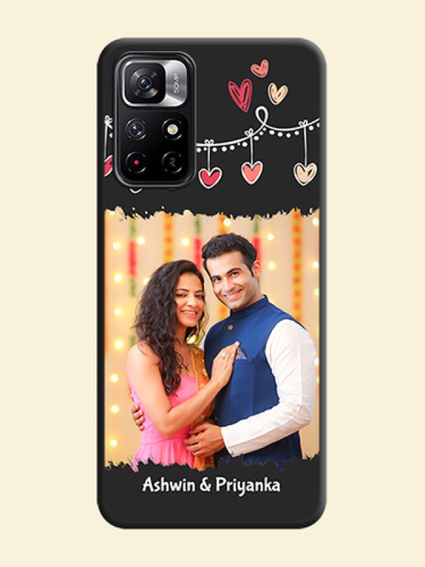 Pink Love Hangings with Name on Space Black Custom Soft Matte Phone Cases - Redmi Note 11T 5G