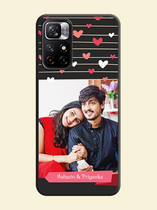 Love Pattern with Name on Pink Ribbon on Photo on Space Black Soft Matte Back Cover - Redmi Note 11T 5G