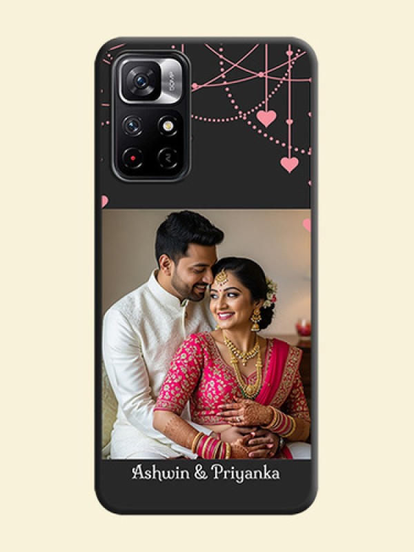 Pink Love Hangings with Text on Space Black Custom Soft Matte Back Cover - Redmi Note 11T 5G