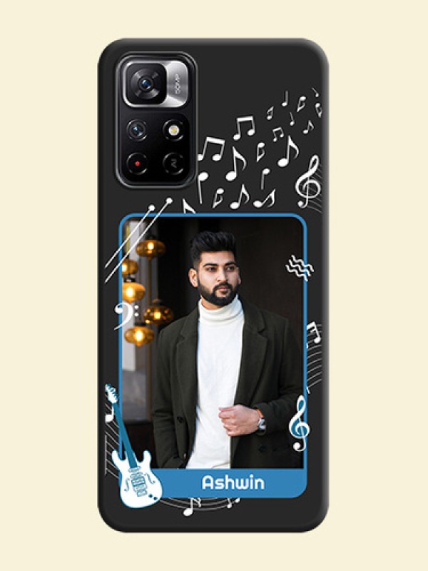 Musical Theme Design with Text on Photo on Space Black Soft Matte Mobile Case - Redmi Note 11T 5G