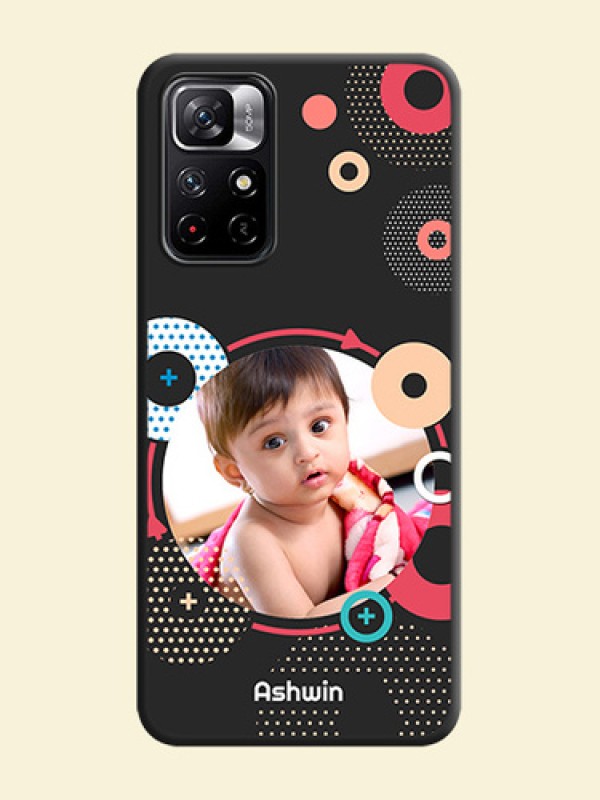 Multicoloured Round Image on Personalised Space Black Soft Matte Cases - Redmi Note 11T 5G