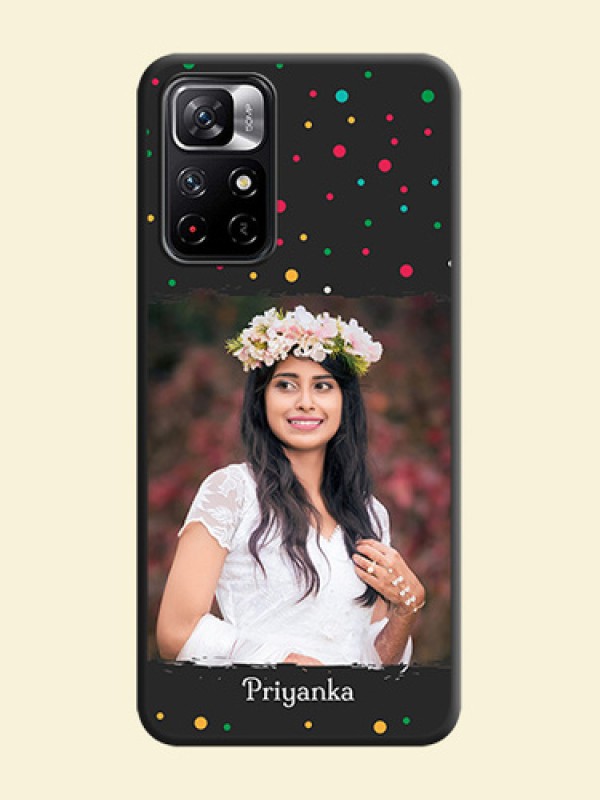 Multicolor Dotted Pattern with Text on Space Black Custom Soft Matte Phone Back Cover - Redmi Note 11T 5G