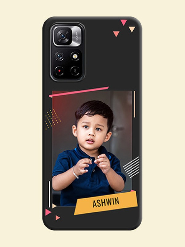 Photo Frame with Triangle Small Dots on Photo on Space Black Soft Matte Back Cover - Redmi Note 11T 5G