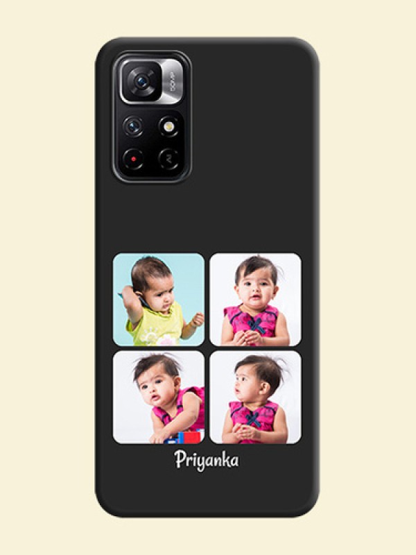 Floral Art with 6 Image Holder on Photo on Space Black Soft Matte Mobile Case - Redmi Note 11T 5G
