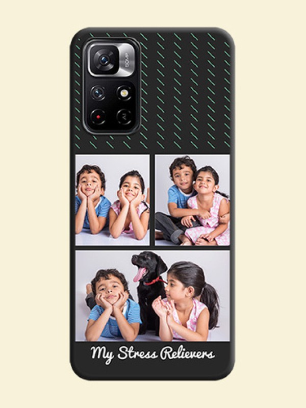 Cross Dotted Pattern with 2 Image Holder on Personalised Space Black Soft Matte Cases - Redmi Note 11T 5G