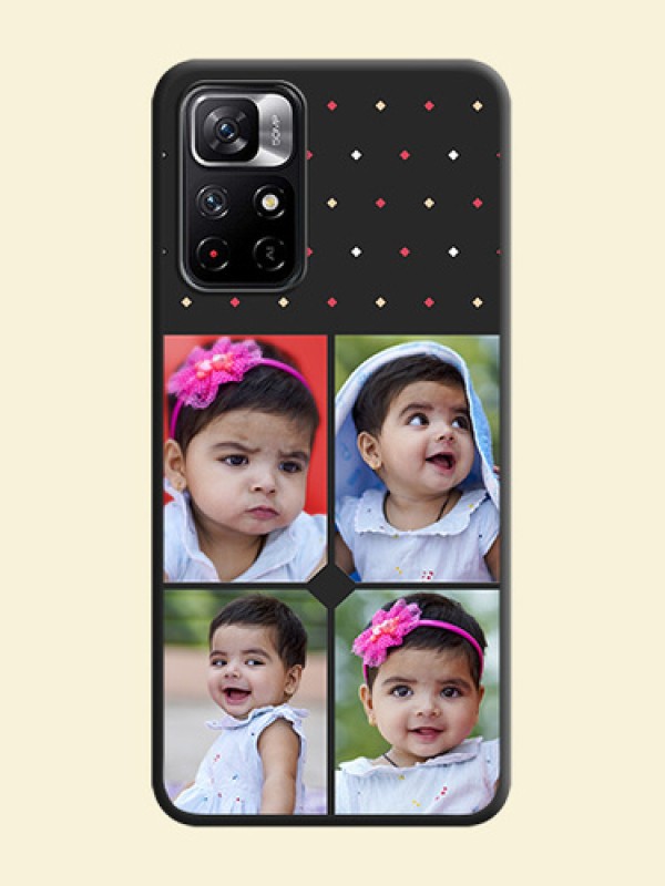 Multicolor Dotted Pattern with 4 Image Holder on Space Black Custom Soft Matte Phone Cases - Redmi Note 11T 5G